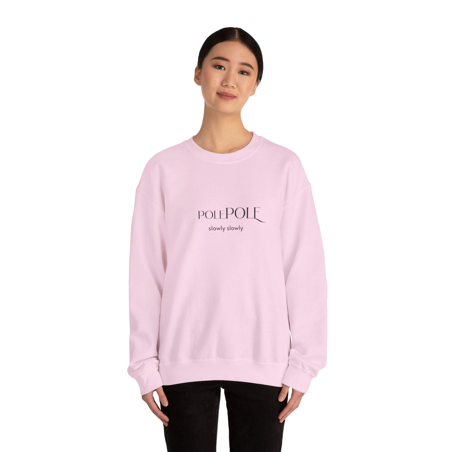 Pole Pole Crewneck Sweatshirt – Swahili "Slowly Slowly" Unisex Heavy Blend™ Printify