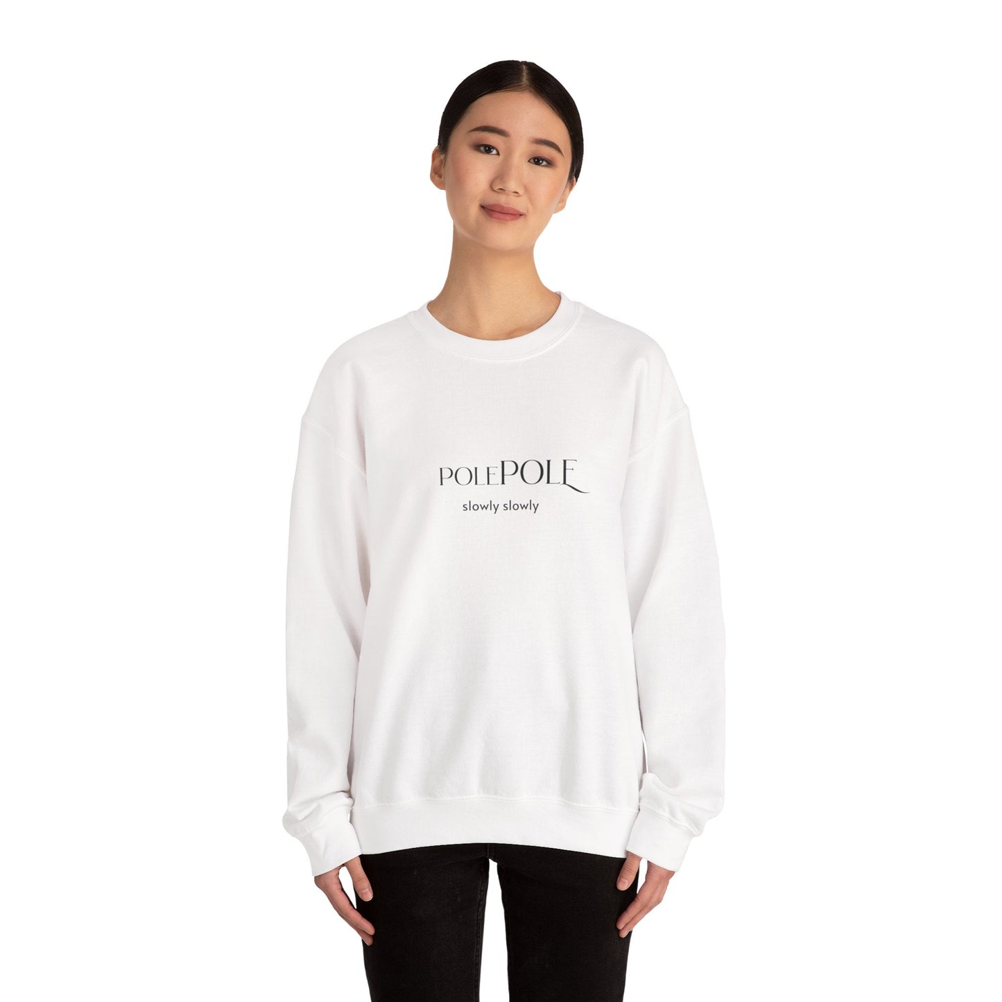 Pole Pole Crewneck Sweatshirt – Swahili "Slowly Slowly" Unisex Heavy Blend™ Printify