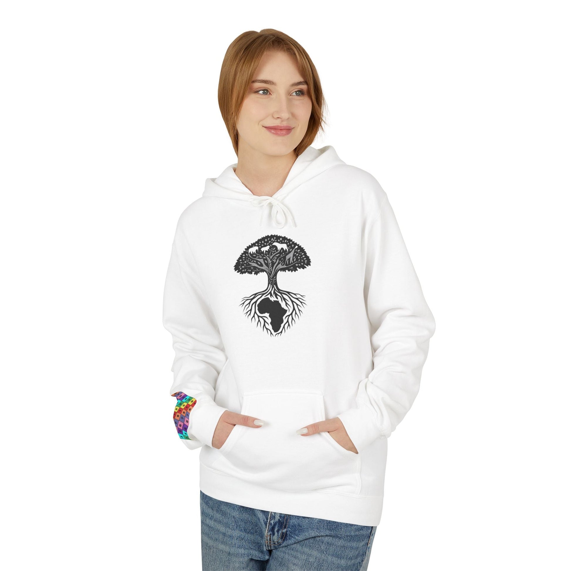 African Roots Hoodie – Unisex Fleece Hoodie | Nature-Inspired African Texture Design | Cozy & Cultural Streetwear Printify