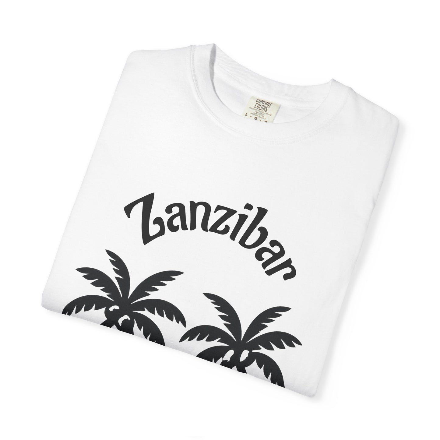 Coconut Beach Scene Unisex T-Shirt – Tropical Minimalist Design, Zanzibar-Inspired, Summer Vacation Wear - twasira