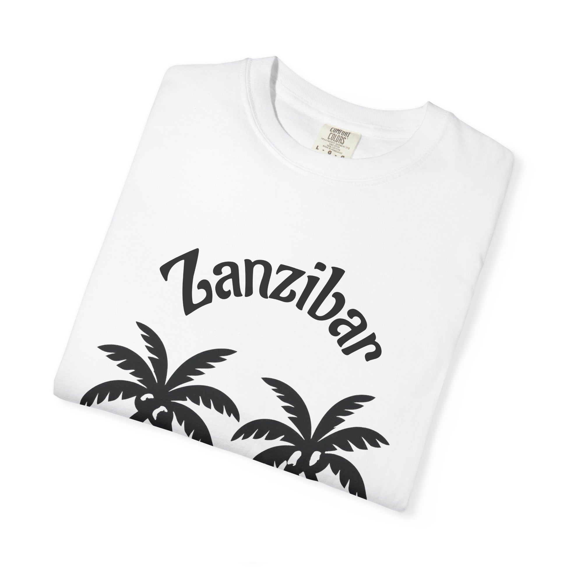 Coconut Beach Scene Unisex T-Shirt – Tropical Minimalist Design, Zanzibar-Inspired, Summer Vacation Wear - twasira