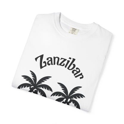 Coconut Beach Scene Unisex T-Shirt – Tropical Minimalist Design, Zanzibar-Inspired, Summer Vacation Wear - twasira