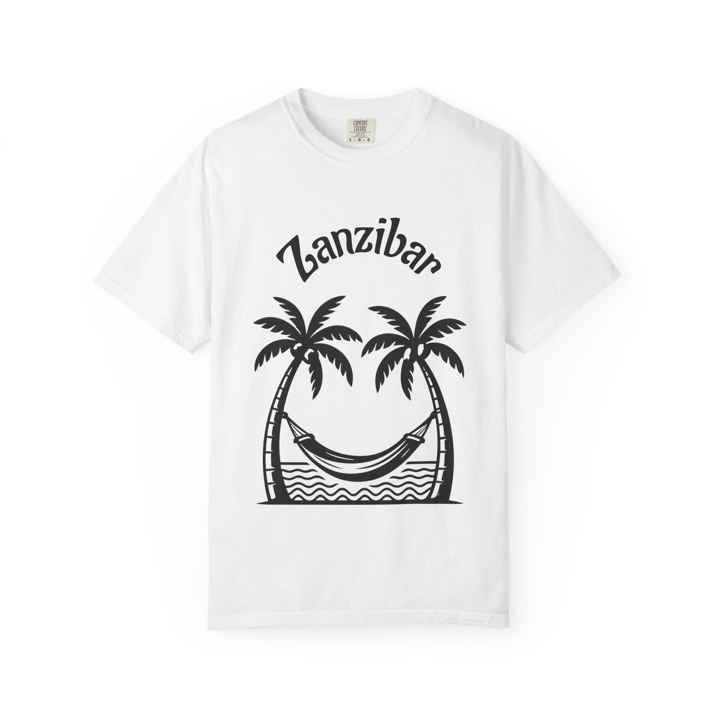 Coconut Beach Scene Unisex T-Shirt – Tropical Minimalist Design, Zanzibar-Inspired, Summer Vacation Wear - twasira
