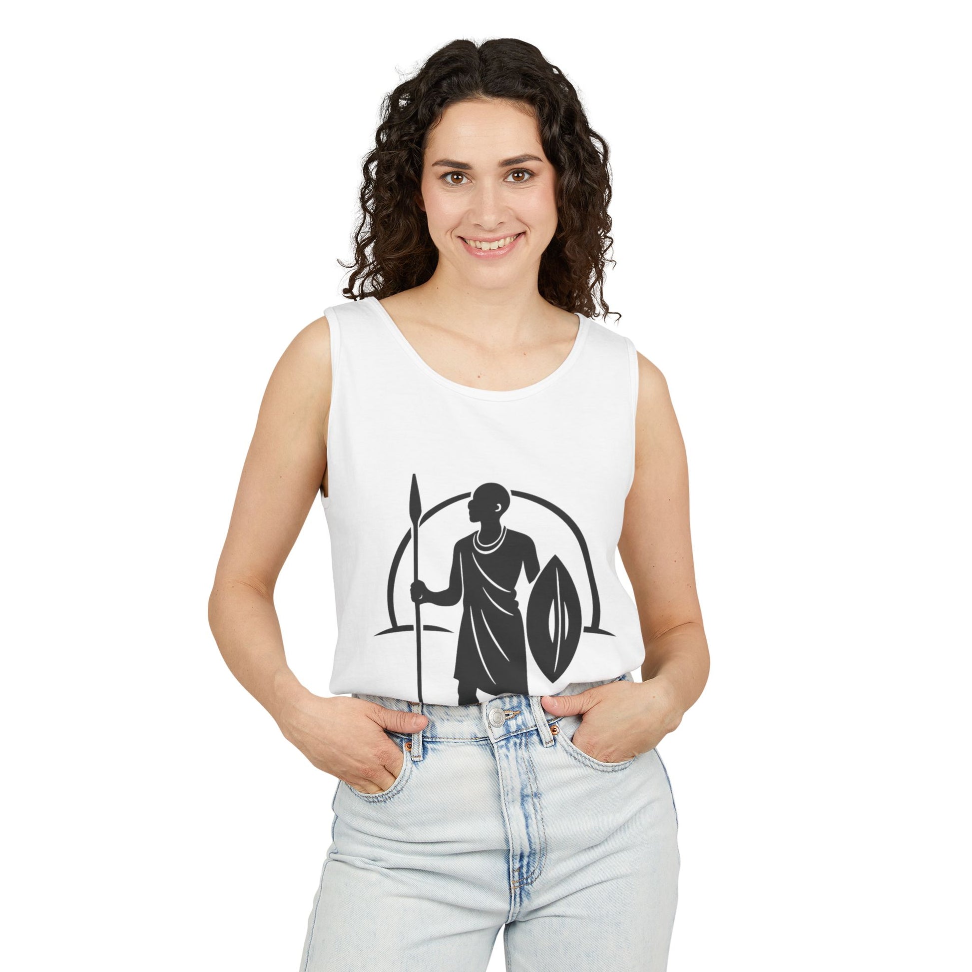 African Warrior Unisex Tank Top, Graphic Tank, Summer Fashion, Vacation Wear, Gift for Him or Her, African Style Clothing - twasira