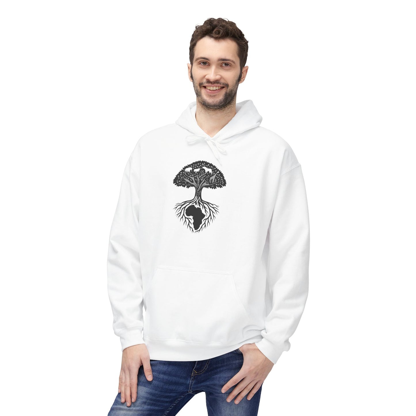African Roots Hoodie – Unisex Fleece Hoodie | Nature-Inspired African Texture Design | Cozy & Cultural Streetwear Printify