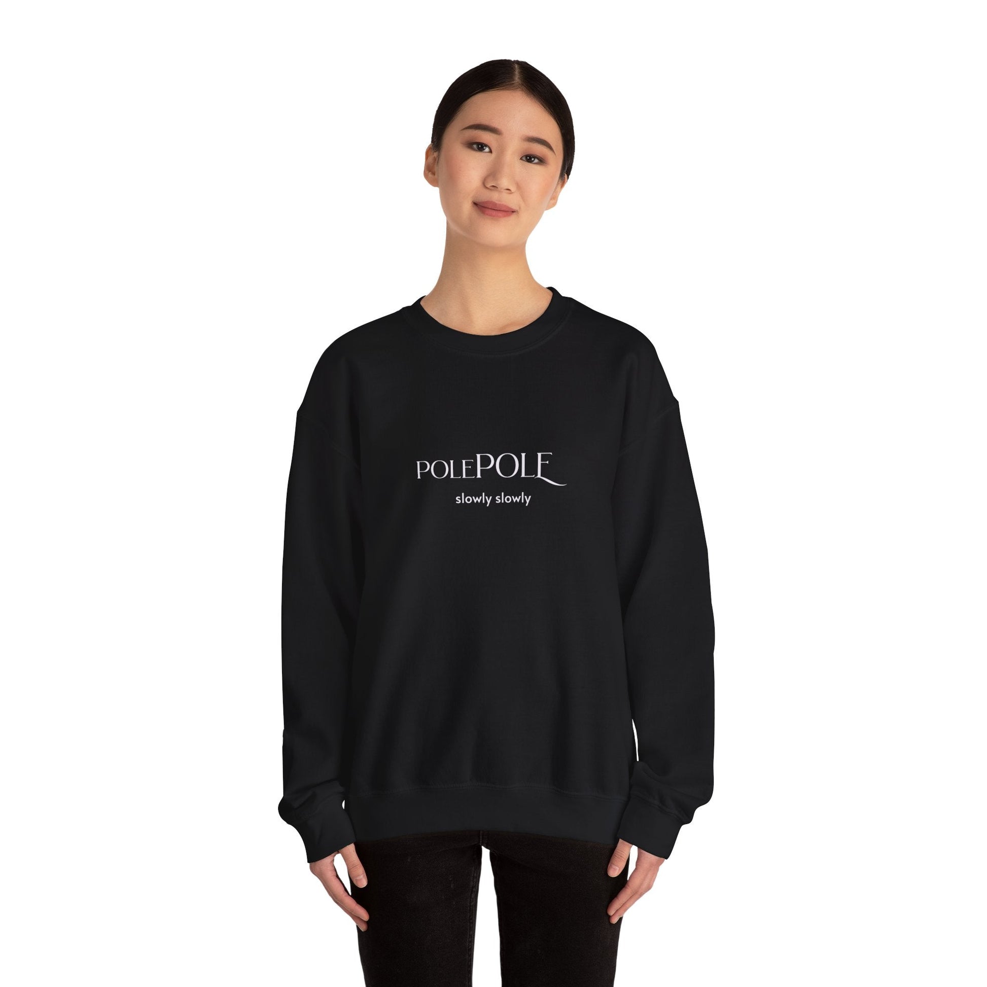 Pole Pole Crewneck Sweatshirt – Swahili "Slowly Slowly" Unisex Heavy Blend™ Printify