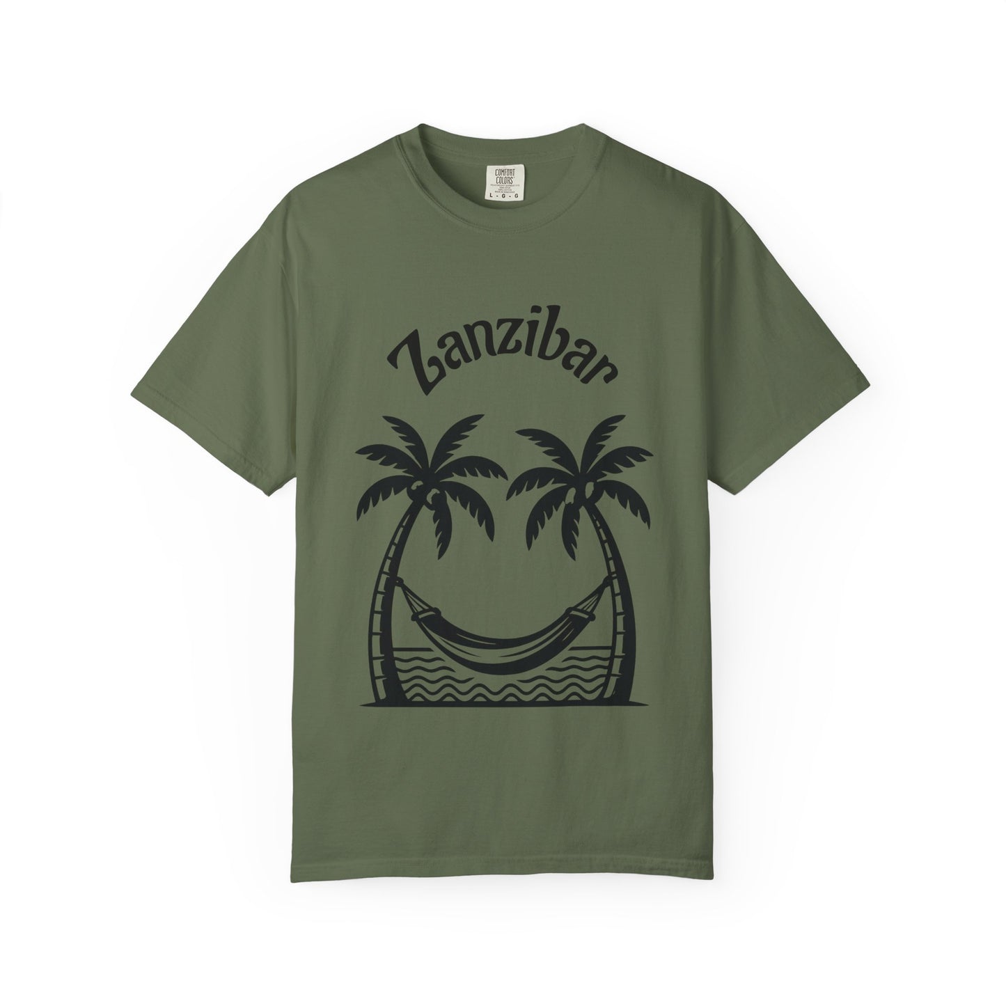 Coconut Beach Scene Unisex T-Shirt – Tropical Minimalist Design, Zanzibar-Inspired, Summer Vacation Wear - twasira