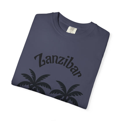 Coconut Beach Scene Unisex T-Shirt – Tropical Minimalist Design, Zanzibar-Inspired, Summer Vacation Wear - twasira