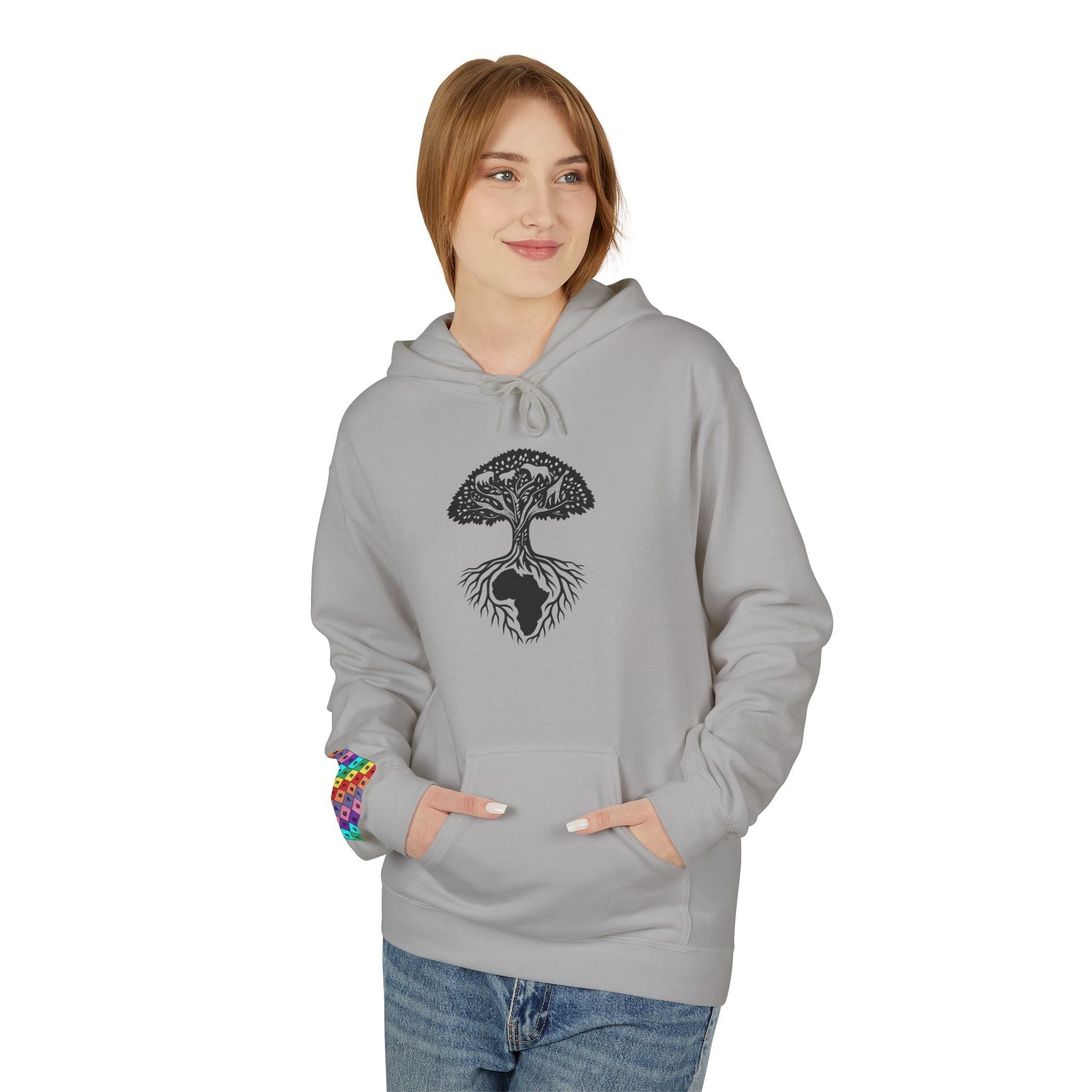 African Roots Hoodie – Unisex Fleece Hoodie | Nature-Inspired African Texture Design | Cozy & Cultural Streetwear Printify