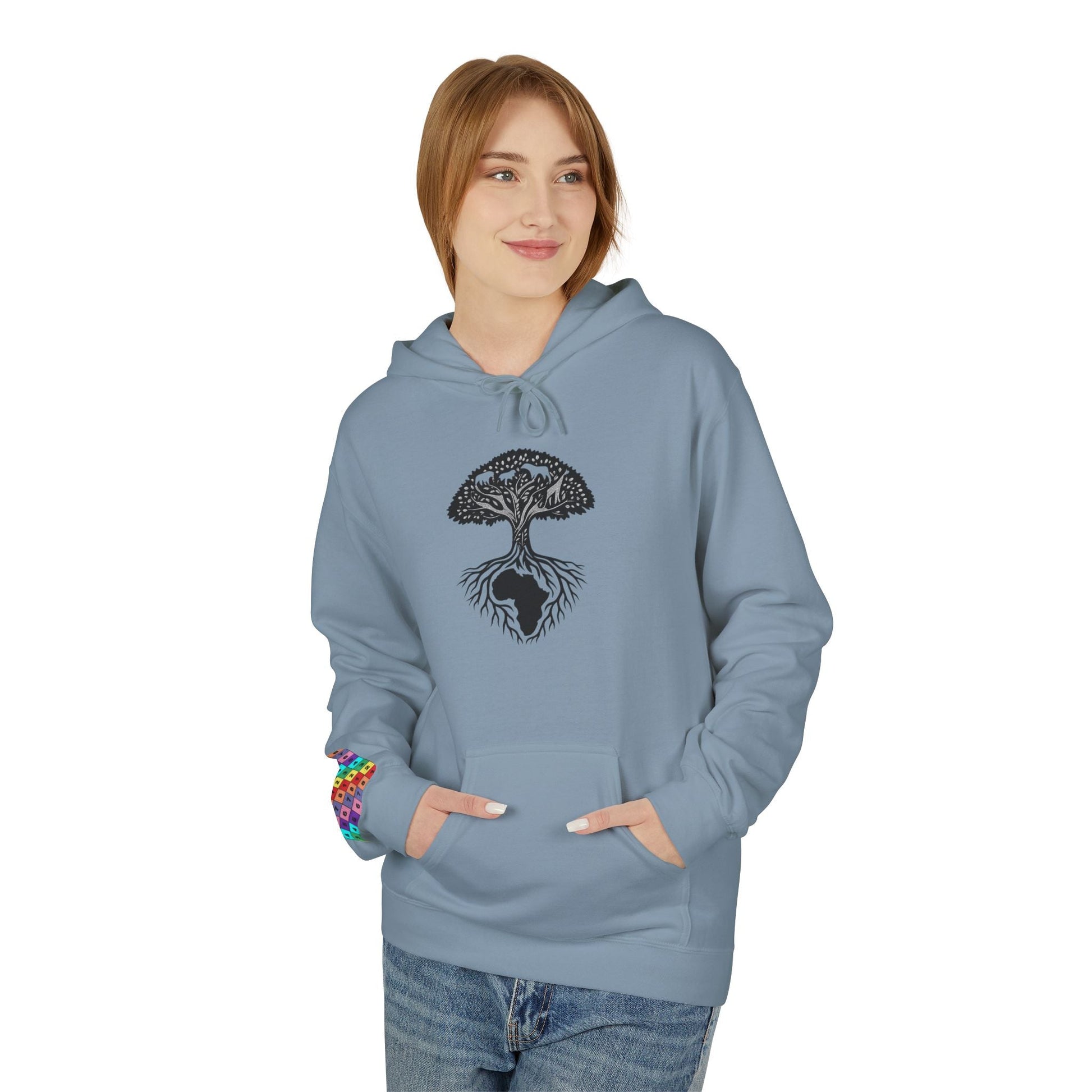 African Roots Hoodie – Unisex Fleece Hoodie | Nature-Inspired African Texture Design | Cozy & Cultural Streetwear Printify