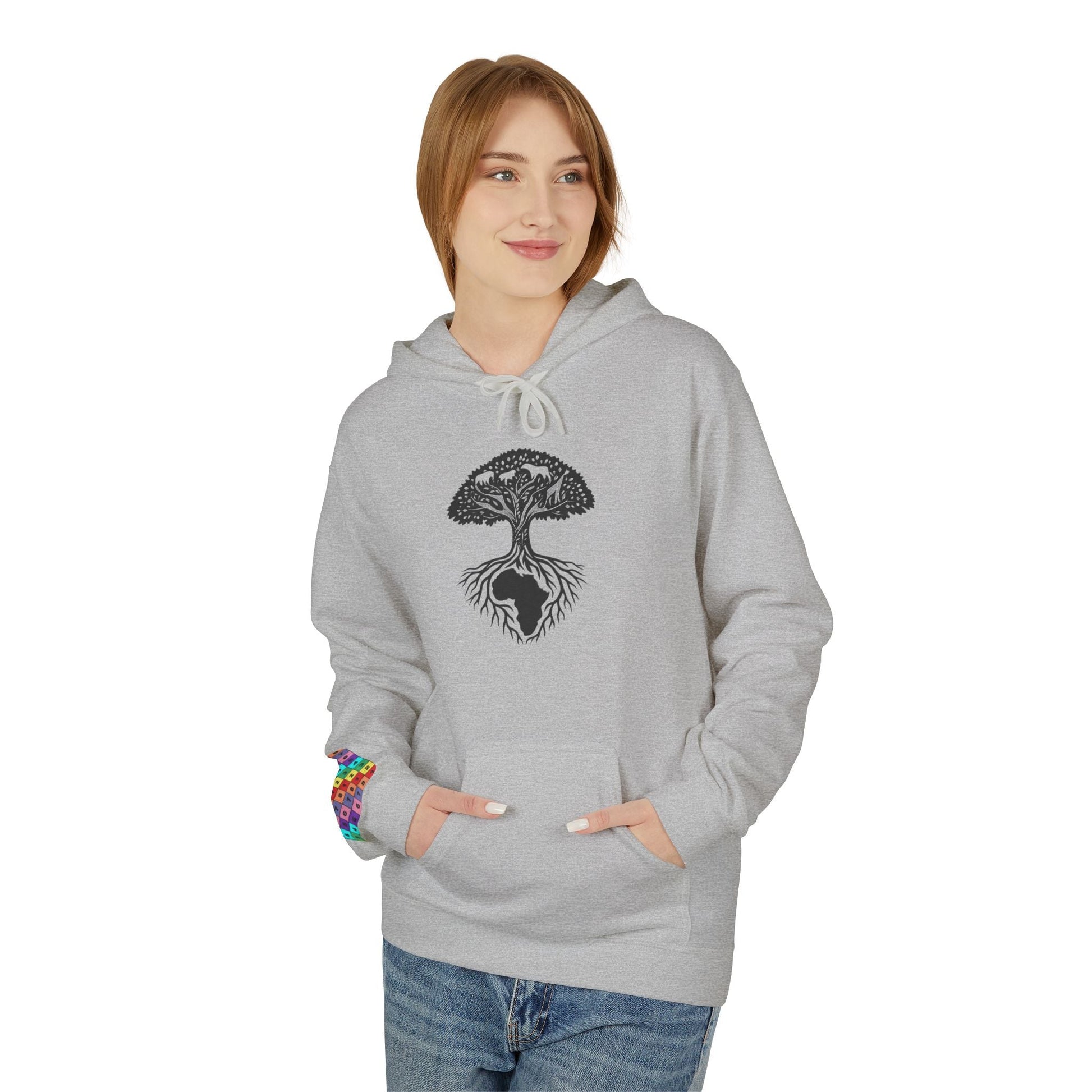 African Roots Hoodie – Unisex Fleece Hoodie | Nature-Inspired African Texture Design | Cozy & Cultural Streetwear Printify