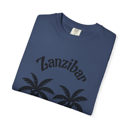 Coconut Beach Scene Unisex T-Shirt – Tropical Minimalist Design, Zanzibar-Inspired, Summer Vacation Wear - twasira