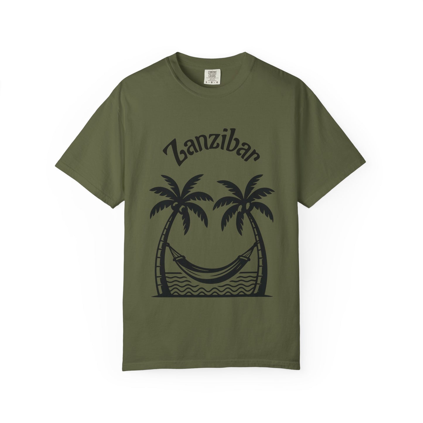 Coconut Beach Scene Unisex T-Shirt – Tropical Minimalist Design, Zanzibar-Inspired, Summer Vacation Wear - twasira