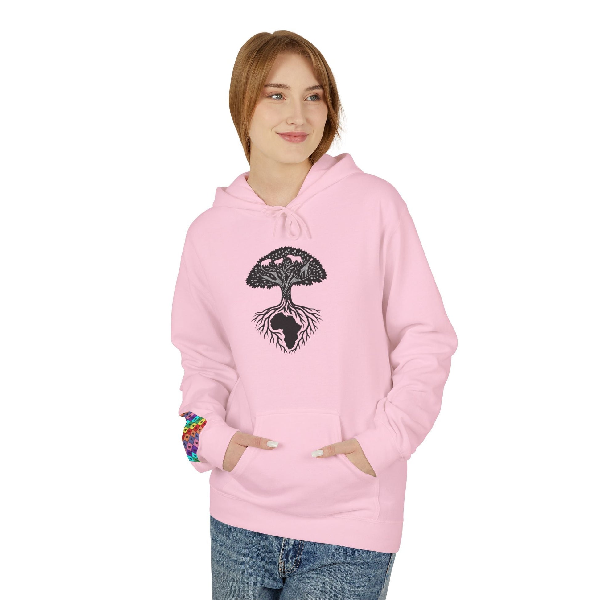 African Roots Hoodie – Unisex Fleece Hoodie | Nature-Inspired African Texture Design | Cozy & Cultural Streetwear Printify